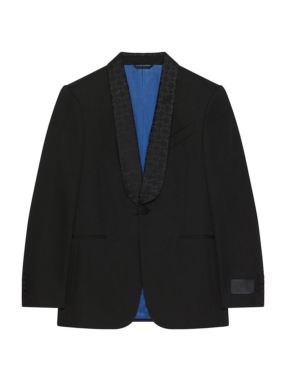 Mens Slim Fit Jacket in Wool with Monogram 72 Jacquard Collar Product Image