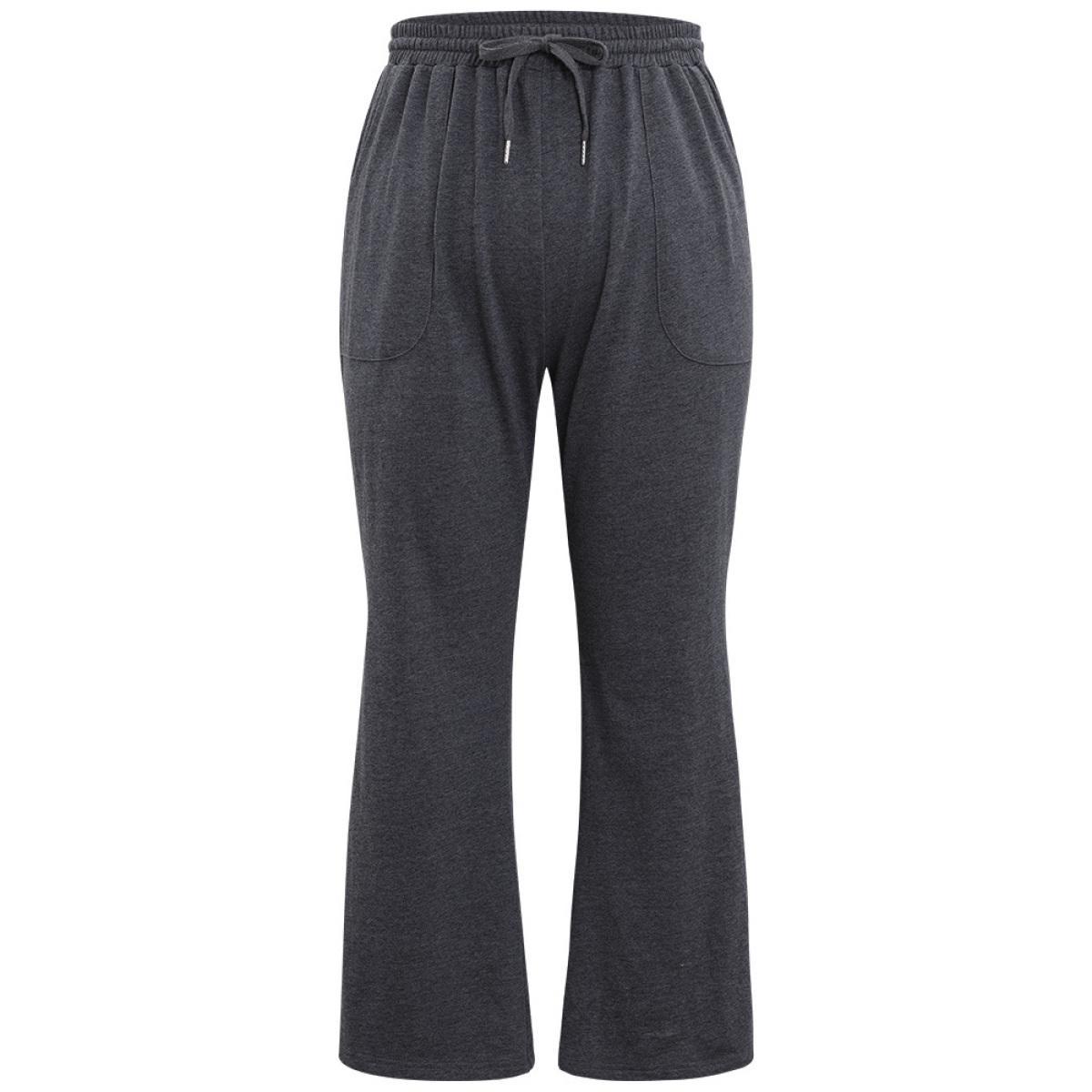 Plain Drawstring Slant Pocket Sweatpants DimGray Plus Size Women Casual Dailywear Plain 14-16/1X Bloomchic Product Image