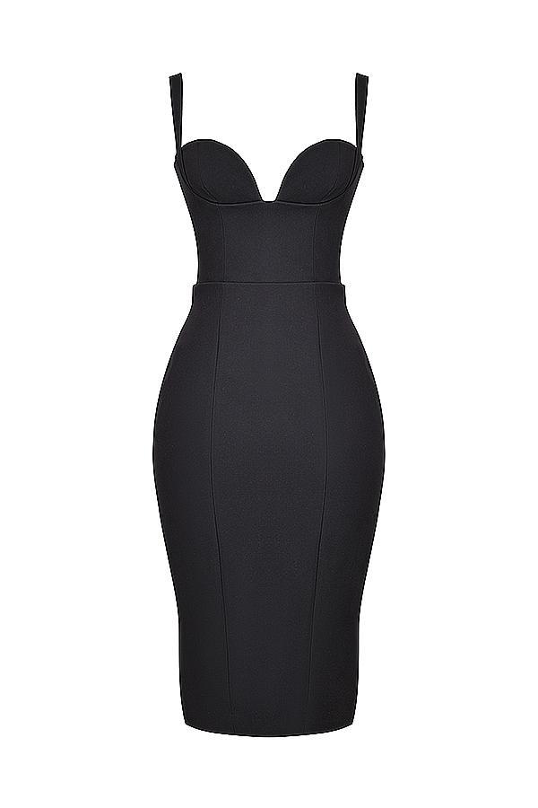 Bellissima Black Sweetheart Midi Dress Product Image
