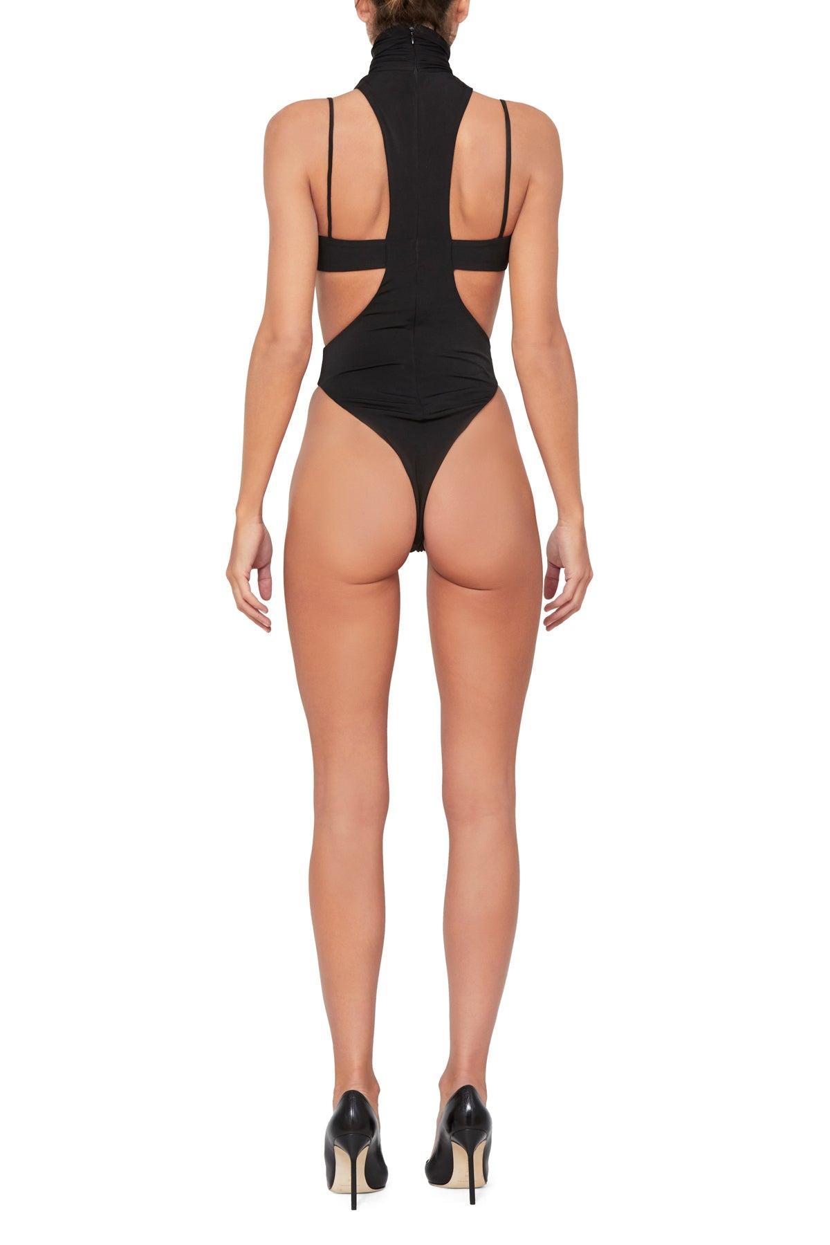 Mock Neck Bodysuit with Cut Out Bralette Detail Product Image