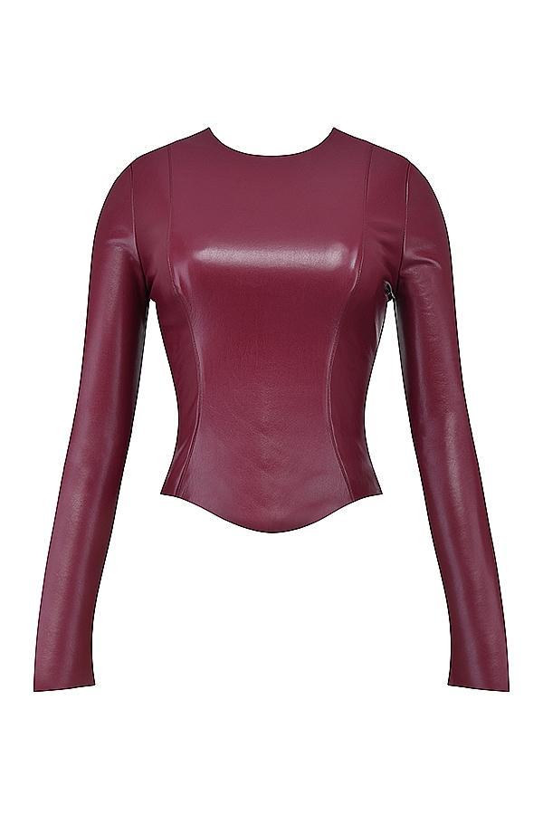 Mylah Wine Vegan Leather Top Product Image