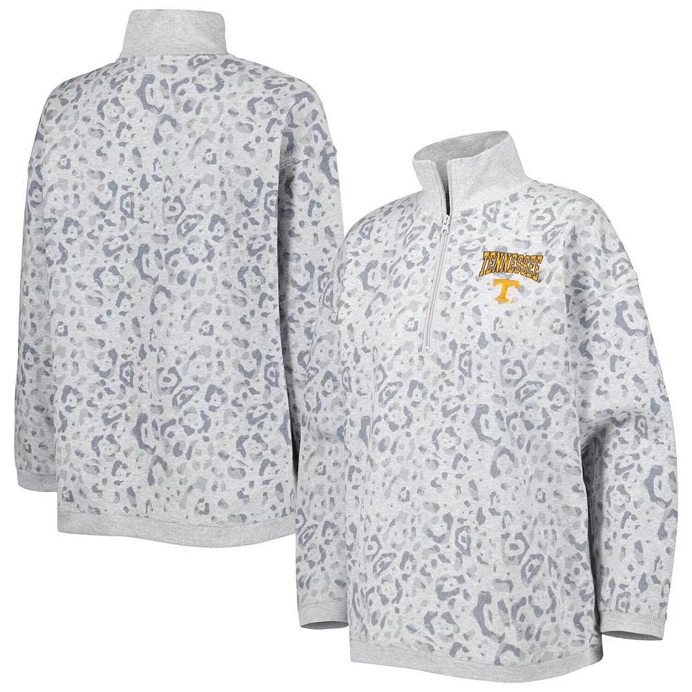 Women's Gameday Couture Heather Gray Tennessee Volunteers Leopard Quarter-Zip Sweatshirt, Size: Large, Grey Product Image