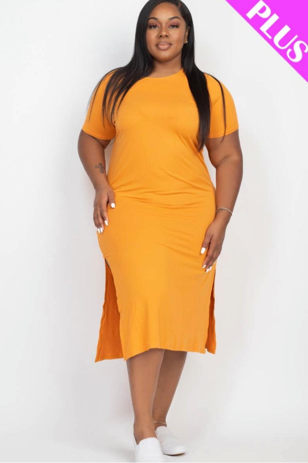 Side Slit Comfy Midi Dress Product Image