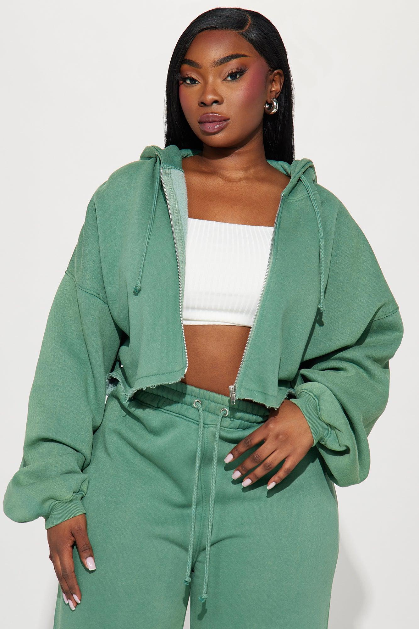On The Go Fleece Pant Set - Green Product Image