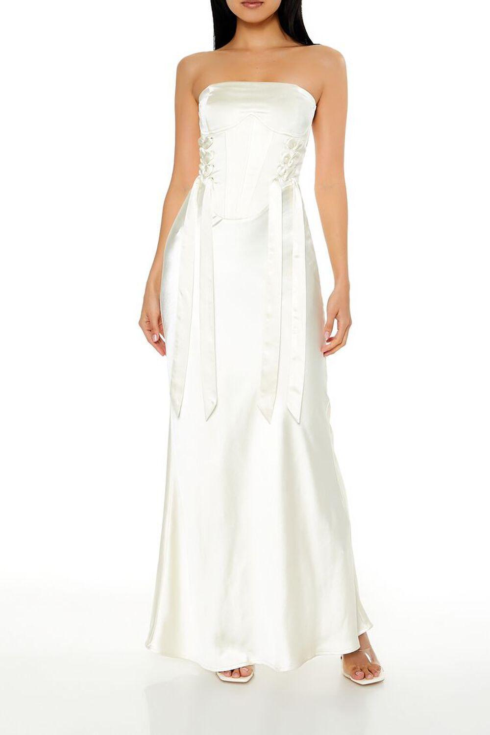 Strapless Satin Corset Maxi Dress | Forever 21 Product Image