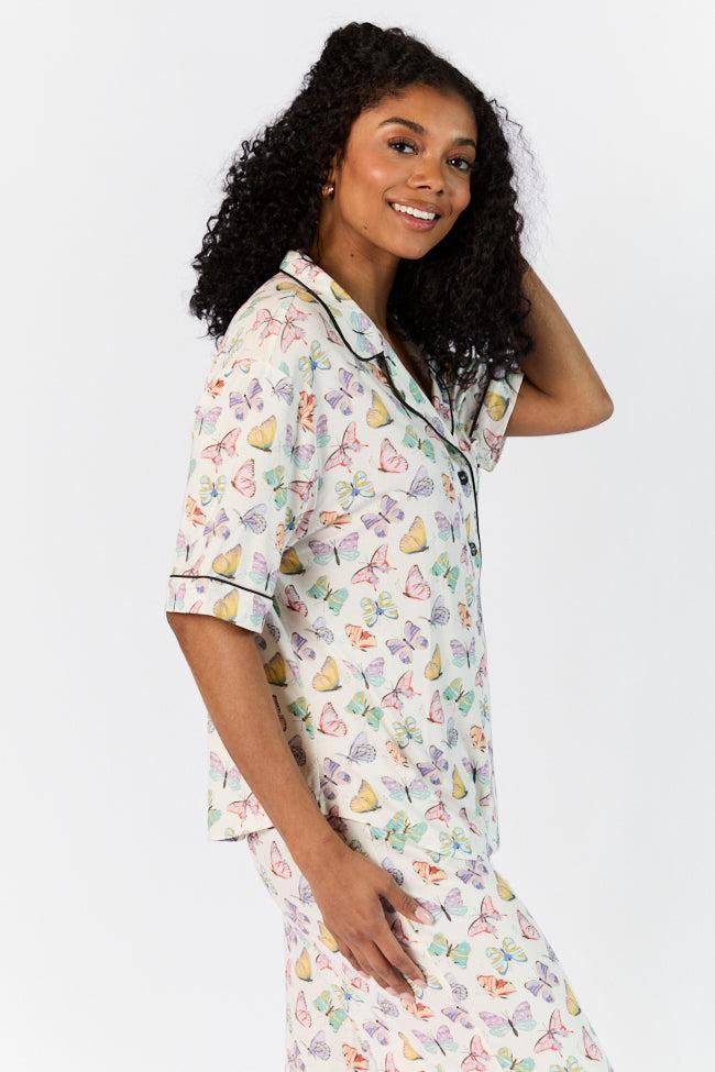 Good To Get Away Butterfly Short Sleeve Pajama Top Product Image