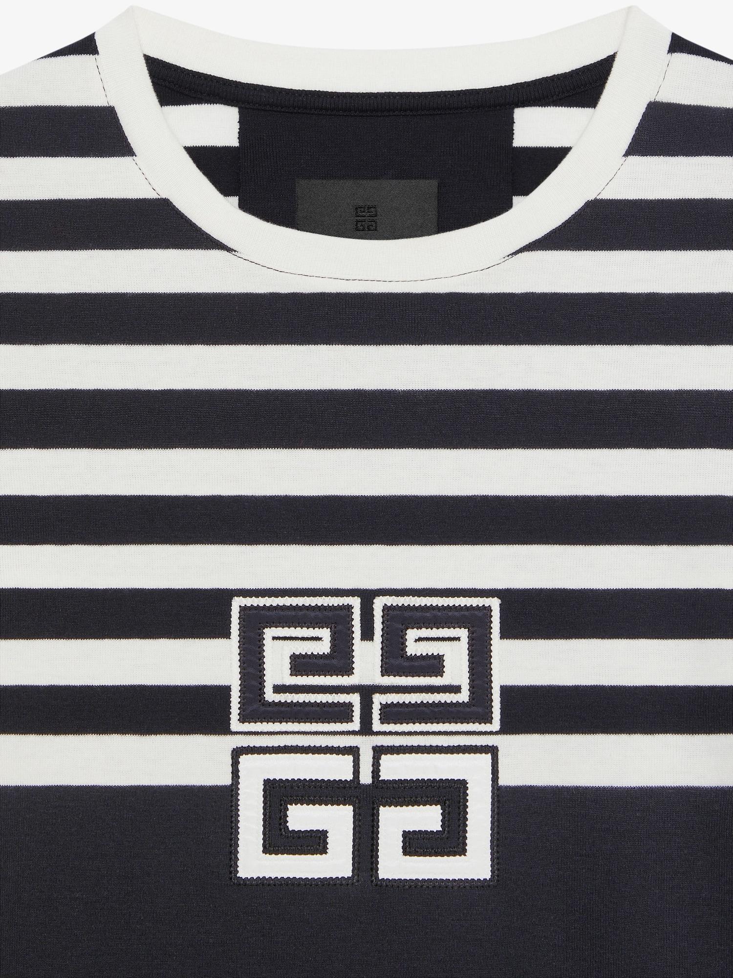 Slim fit 4G striped t-shirt in cotton Product Image