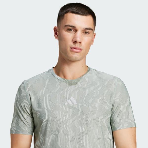 adidas Ultimate Running Engineered CLIMACOOL+ Tee Silver Green 2XL Mens Product Image