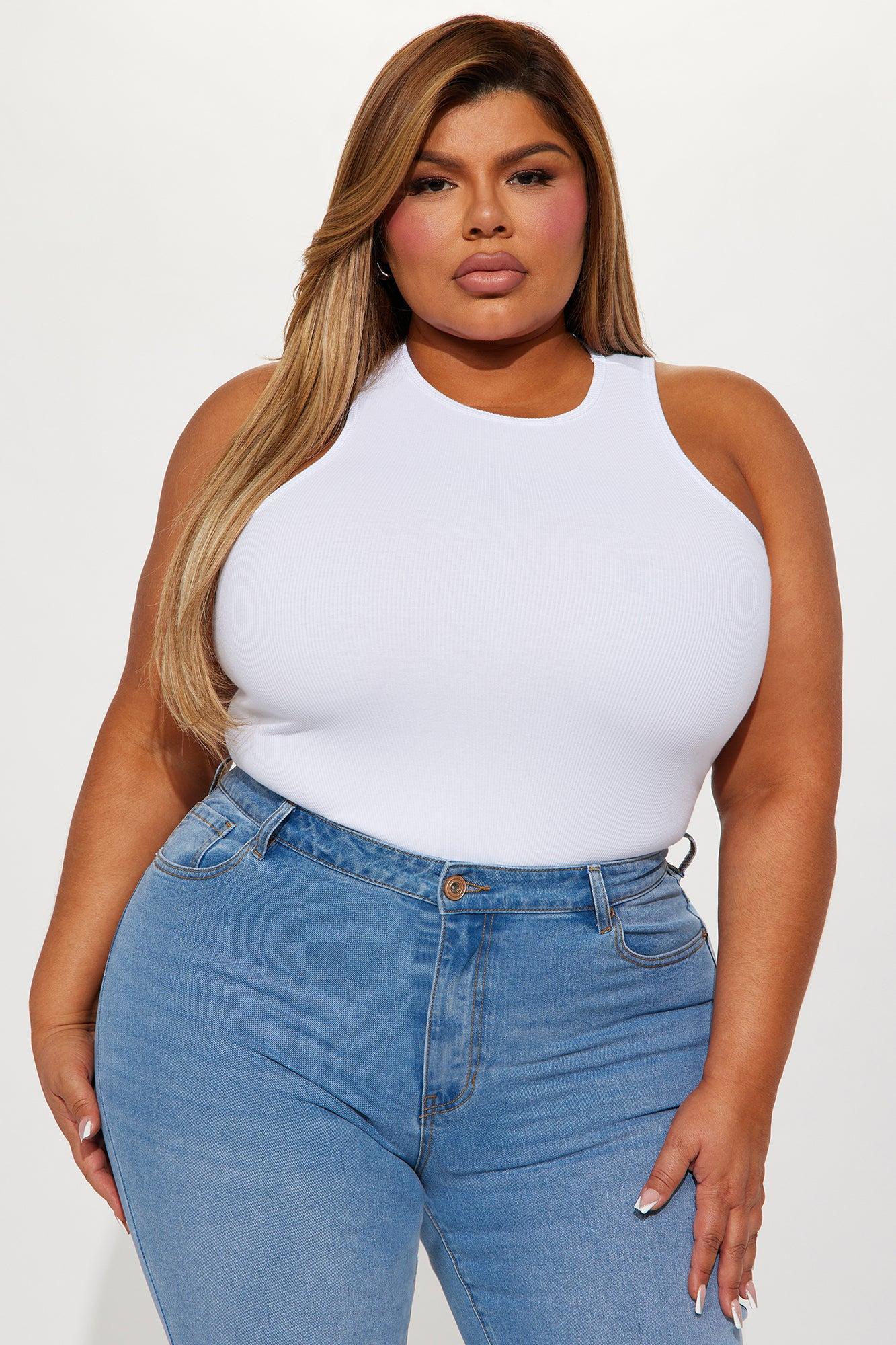 Model Attitude Racerback Bodysuit - White Product Image
