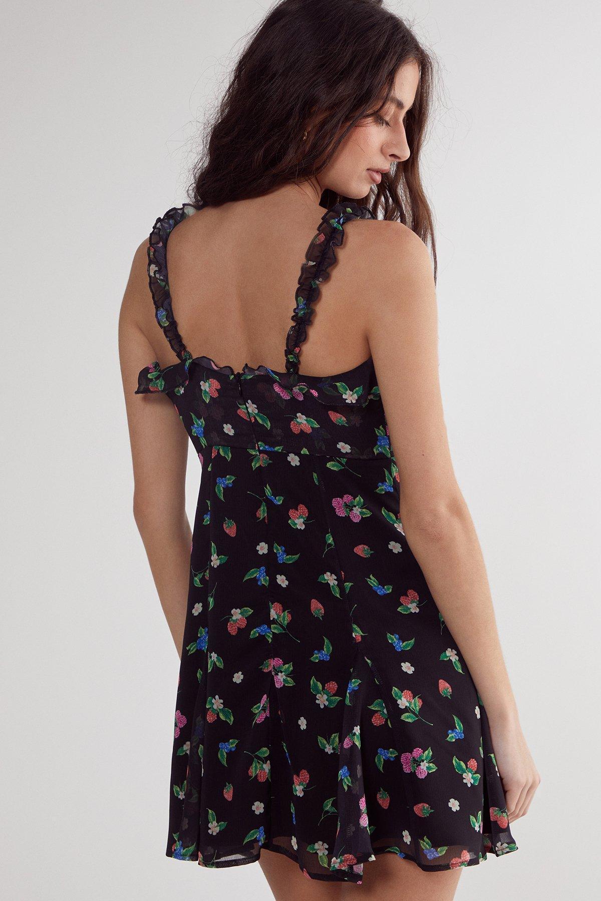 Fruit Ruffle Tie Front Mini Dress Product Image
