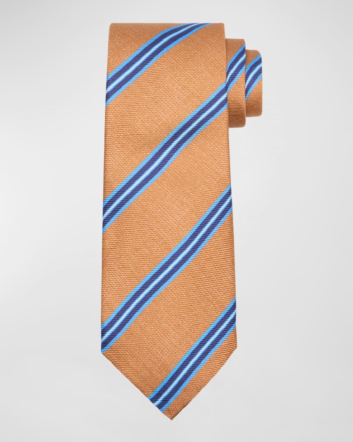KITON Men's Diagonal Striped Tie In Brown Product Image