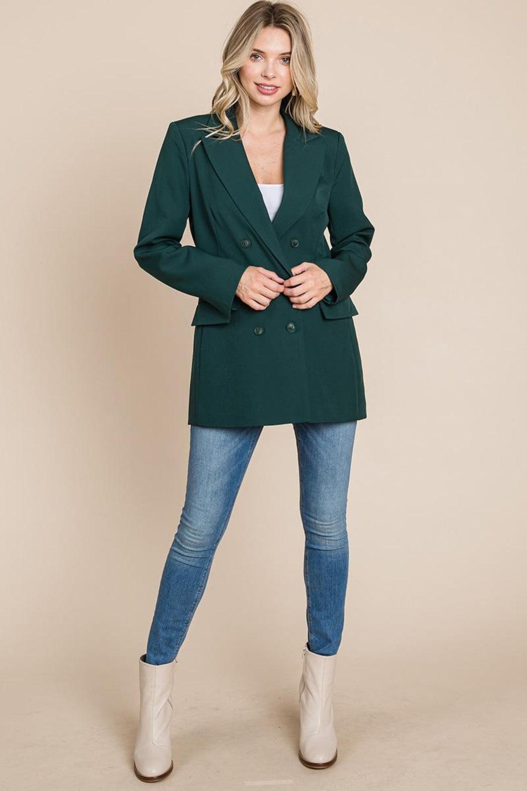 Collar Long Double Breasted Blazer Jacket Female Product Image