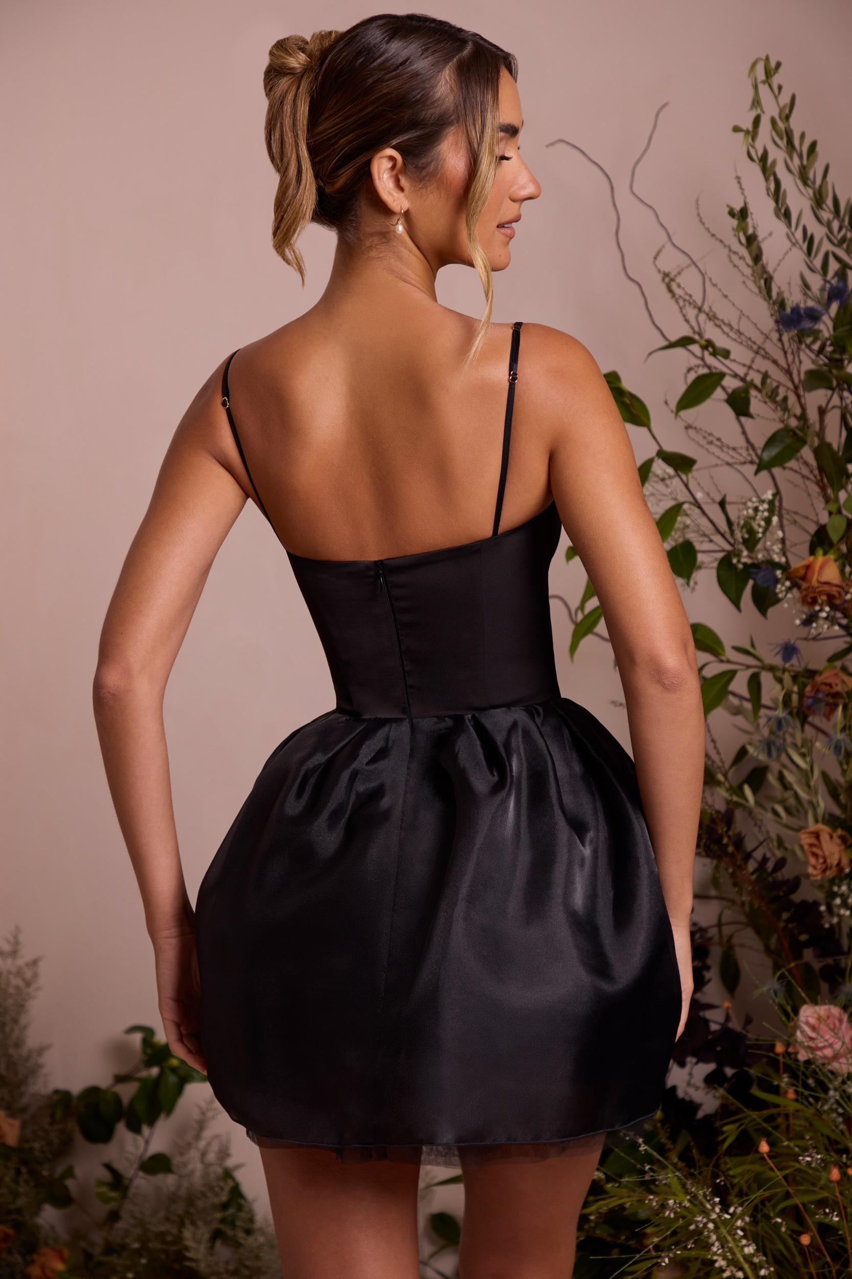 Tulle Skirt Corset Mini Dress in Black Product Image
