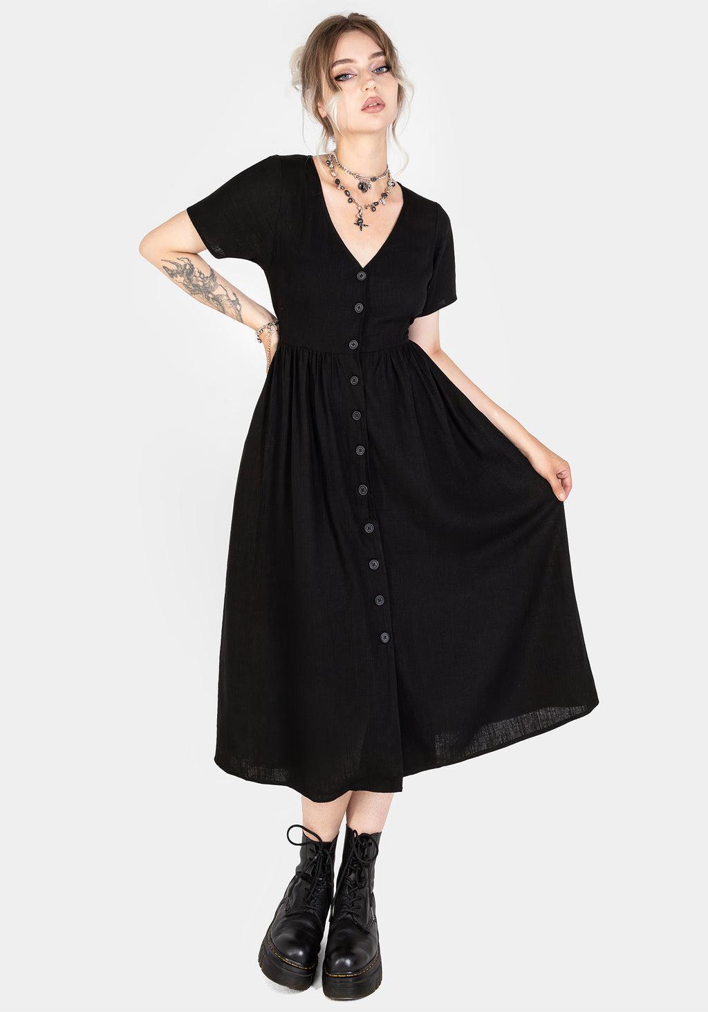 Rowan Linen Button Up Midi Dress Product Image