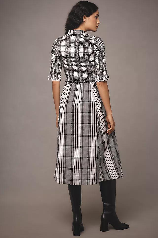 Maeve Short-Sleeve Smocked Midi Shirt Dress Product Image