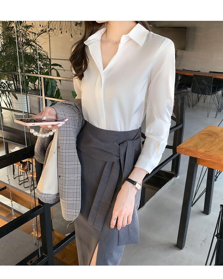 Long-Sleeve Plain Shirt Product Image