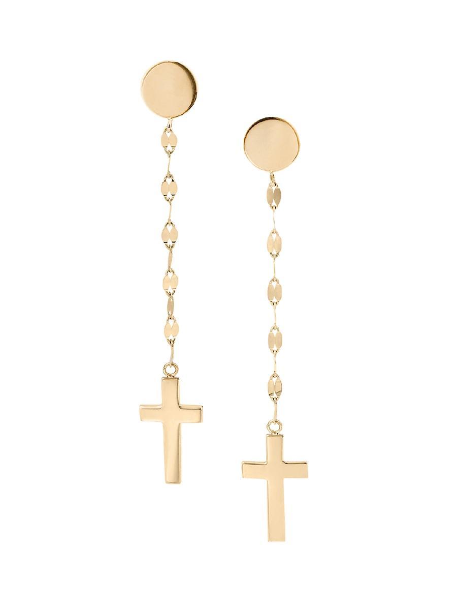 Womens Blake 14K Yellow Gold Cross Earrings Product Image