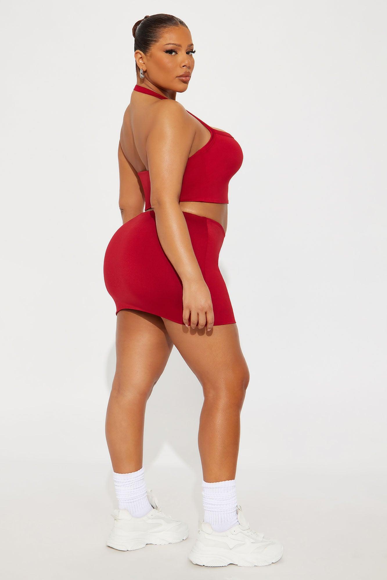 Contour Double Lined Mini Skirt - Red Product Image
