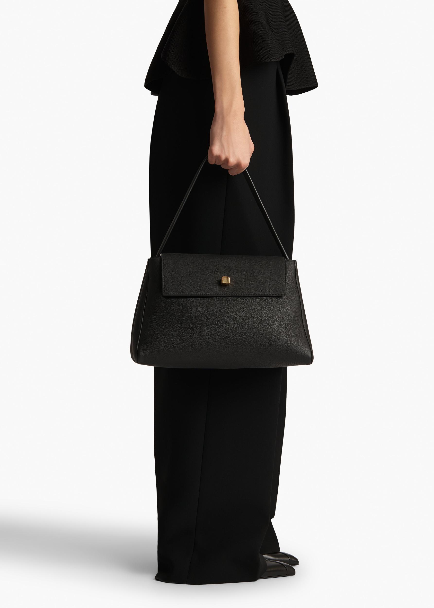 Audrey Top Handle Bag in Black Pebbled Leather Product Image