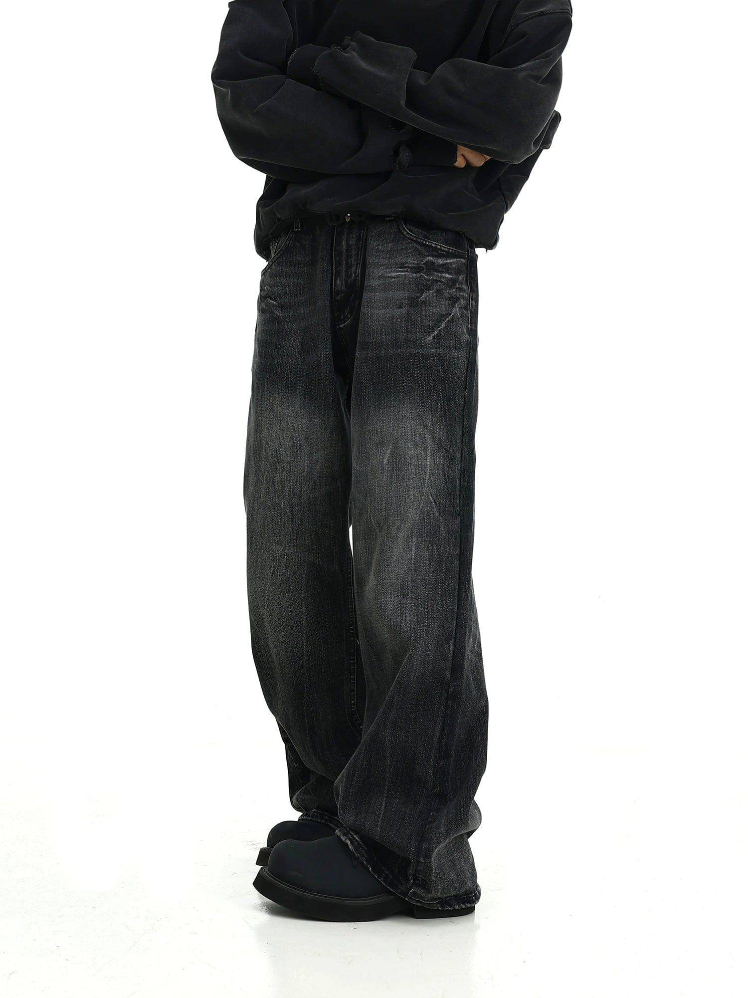 RT No. 11425 WASHED BLACK STRAIGHT DENIM JEANS Product Image