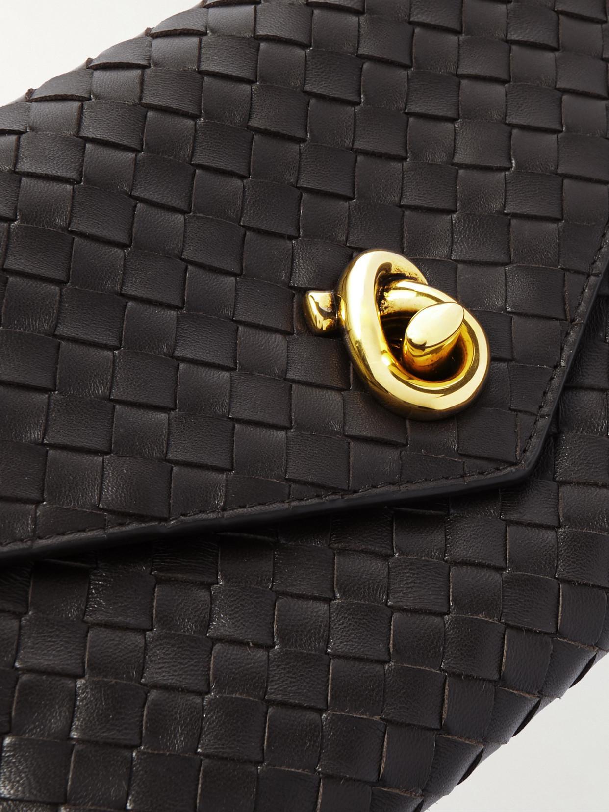 BOTTEGA VENETA Knot Lock Medium Intrecciato Leather Shoulder Bag In Brown Product Image