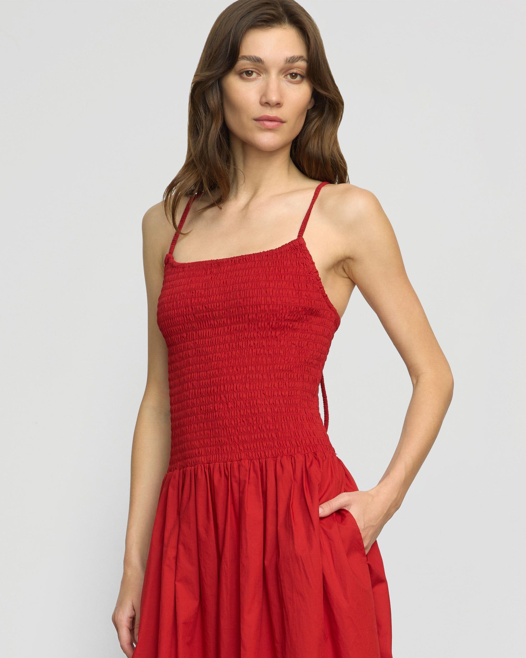 Venus Smocked Organic Cotton Midi Dress Product Image