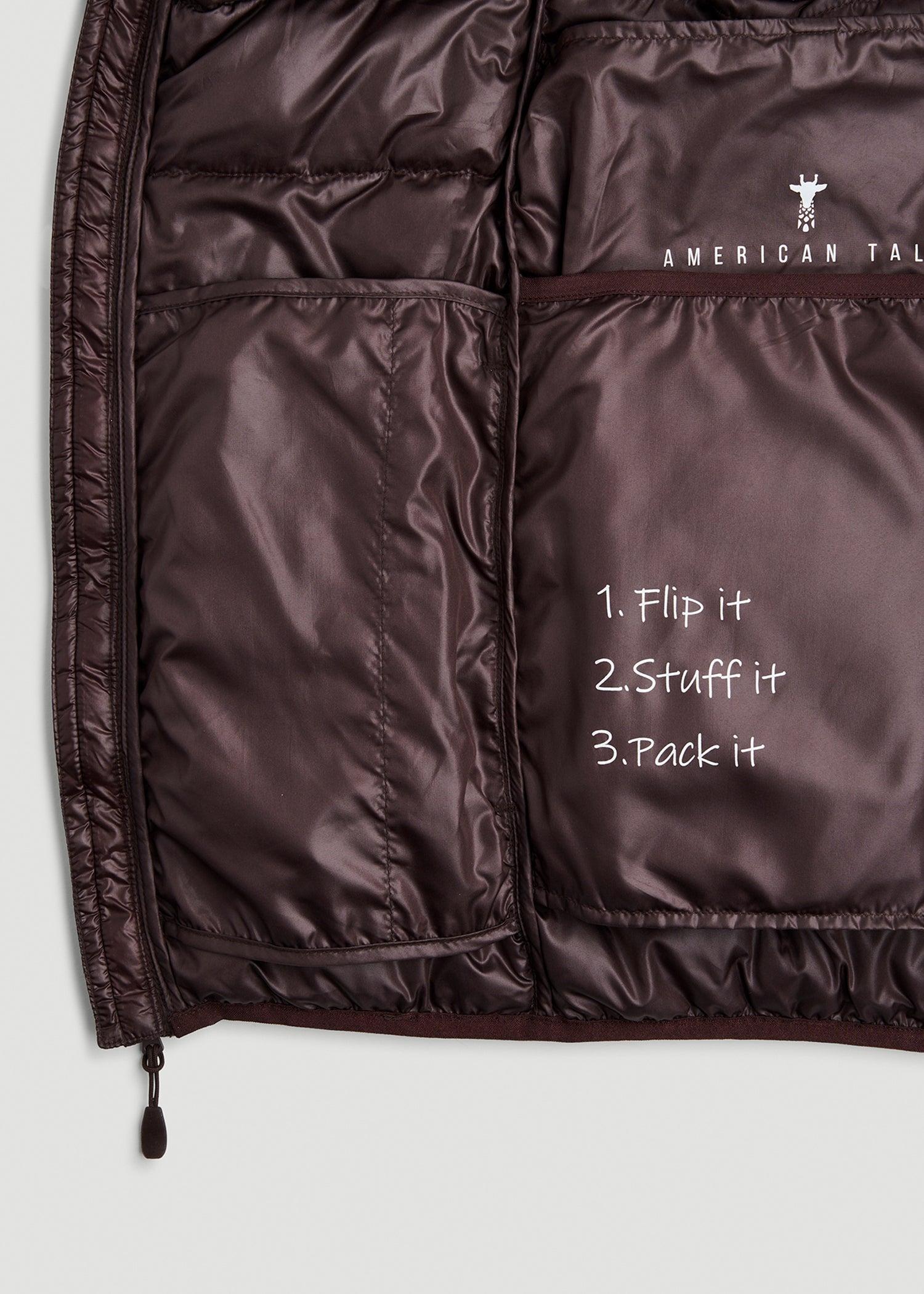 Packable Short Puffer Jacket for Tall Women in Oxblood Product Image