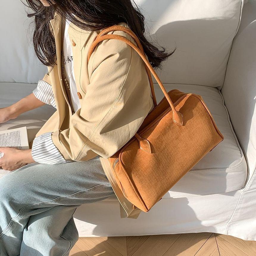 Plain Faux Suede Tote Bag Product Image