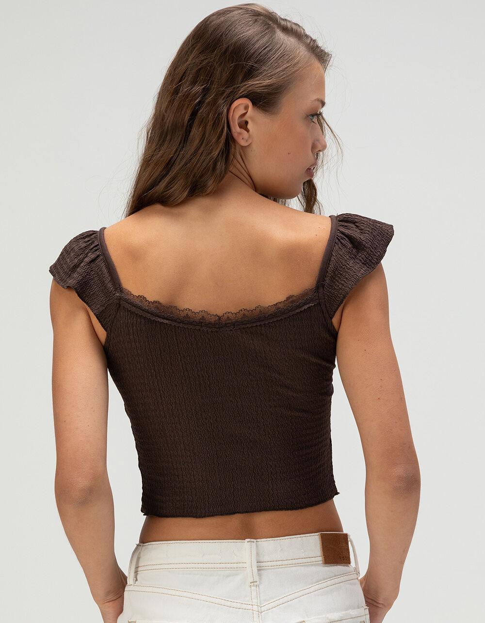 FULL TILT Texture Corset Womens Cami - BROWN Product Image
