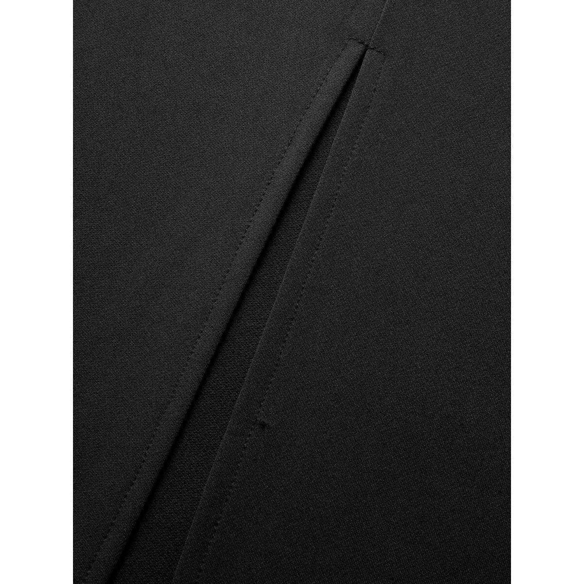 Plus Size Round Neck Button Detail Split Hem Dress Black Women At the Office Button Round Neck Short sleeve Curvy BloomChic 18-20/2X Product Image