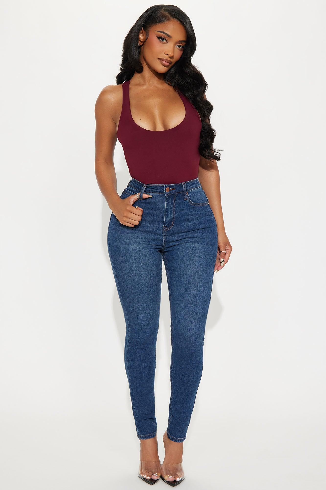 Sarafiena Double Lined Scoop Neck Bodysuit - Burgundy Female Product Image