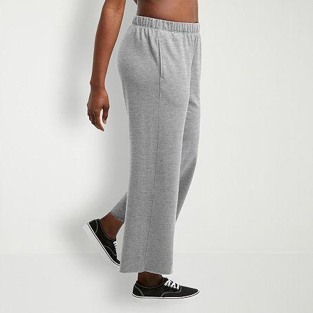 Hanes Originals Womens French Terry Wide Leg Cropped Pants Natural XL Product Image