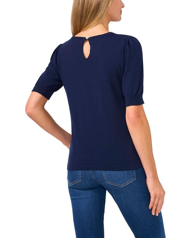 3/4 Sleeve Ruffle Cuff Crew Neck Top Product Image
