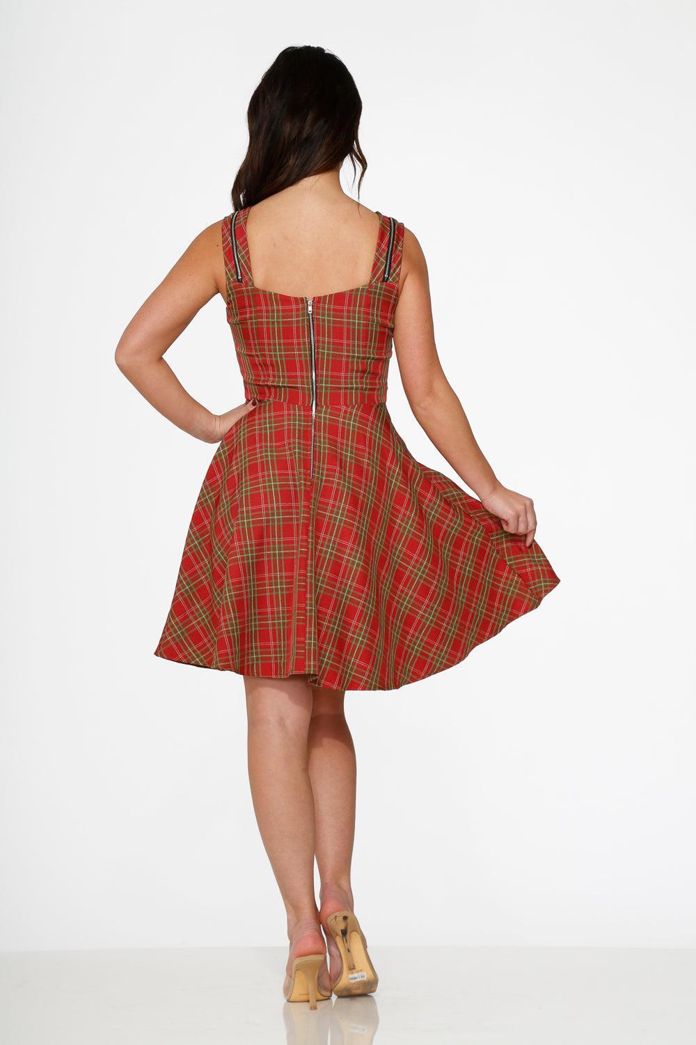 Red Plaid Swing Dress Product Image
