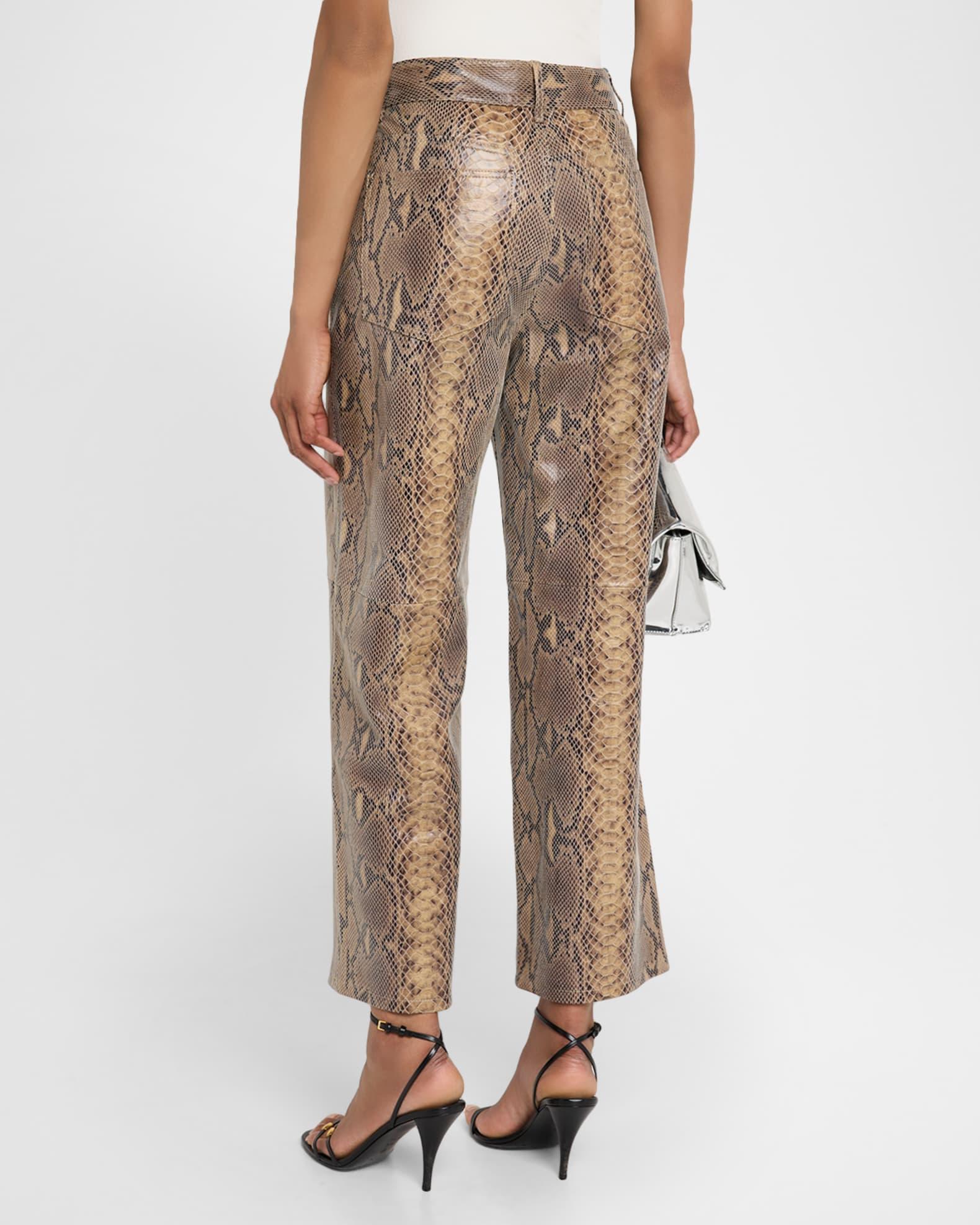 Cailys Cropped Snake-Embossed Leather Trousers Product Image