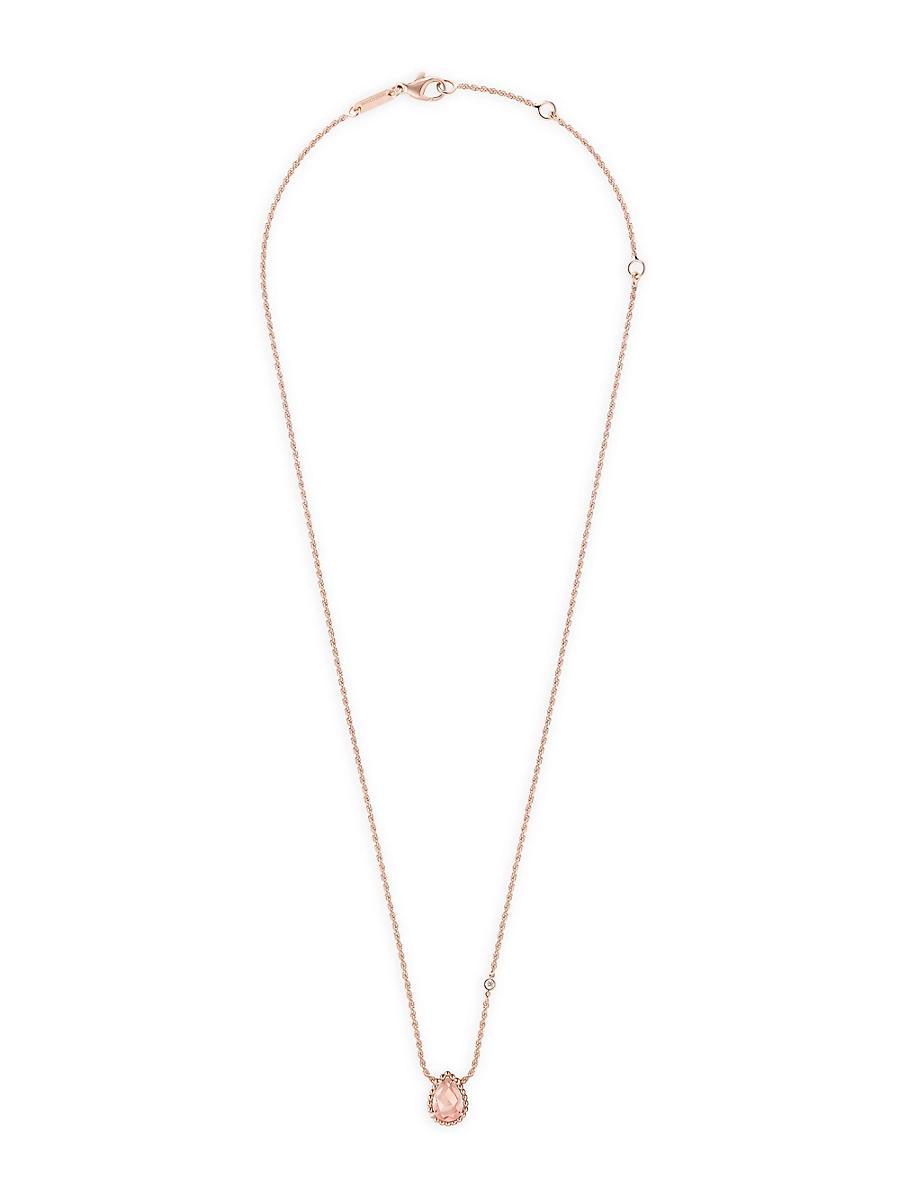 Womens Serpent Bohme 18K Rose Gold, Pink Quartz & 0.03 TCW Diamond Pendant Necklace Product Image
