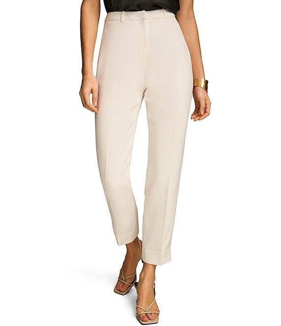 Donna Karan Ponte Pleated Slim Leg Faux Pocket Pants Product Image