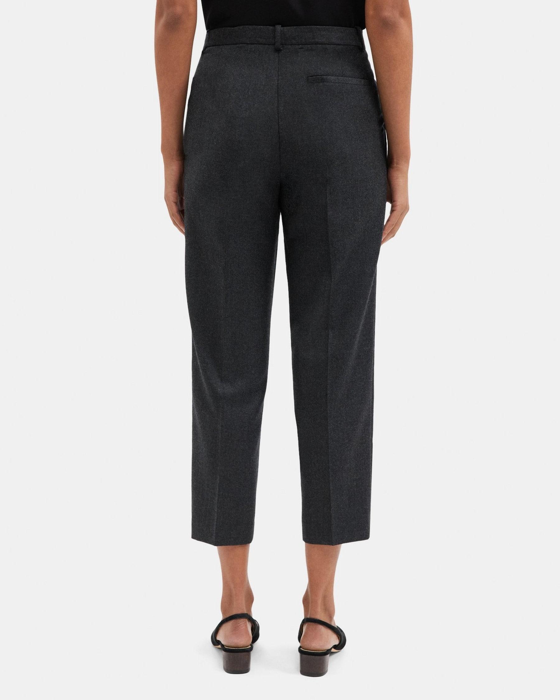 Pleated Slim Crop Pant in Wool Flannel Product Image