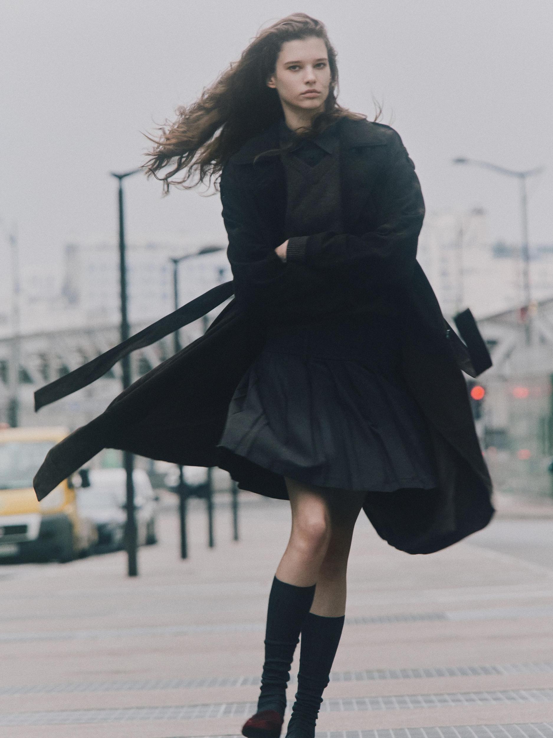 Long suede leather trench coat Product Image