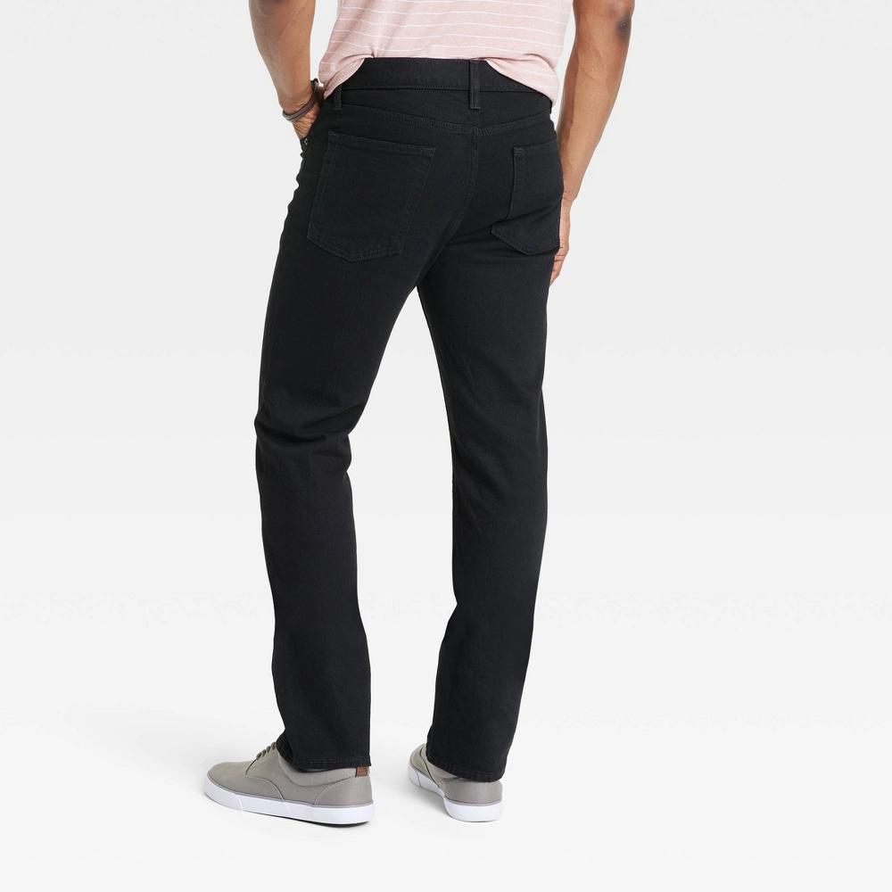 Men's Straight Fit Jeans - Goodfellow & Co™ Jet Black 40x30: Mid Rise, Denim, Stretch Fabric Product Image