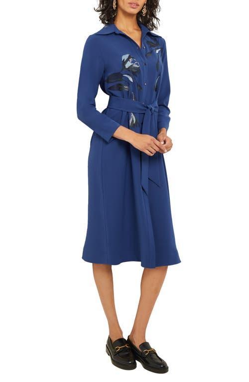 Womens Floral Embroidered Tie-Waist Shirtdress Product Image