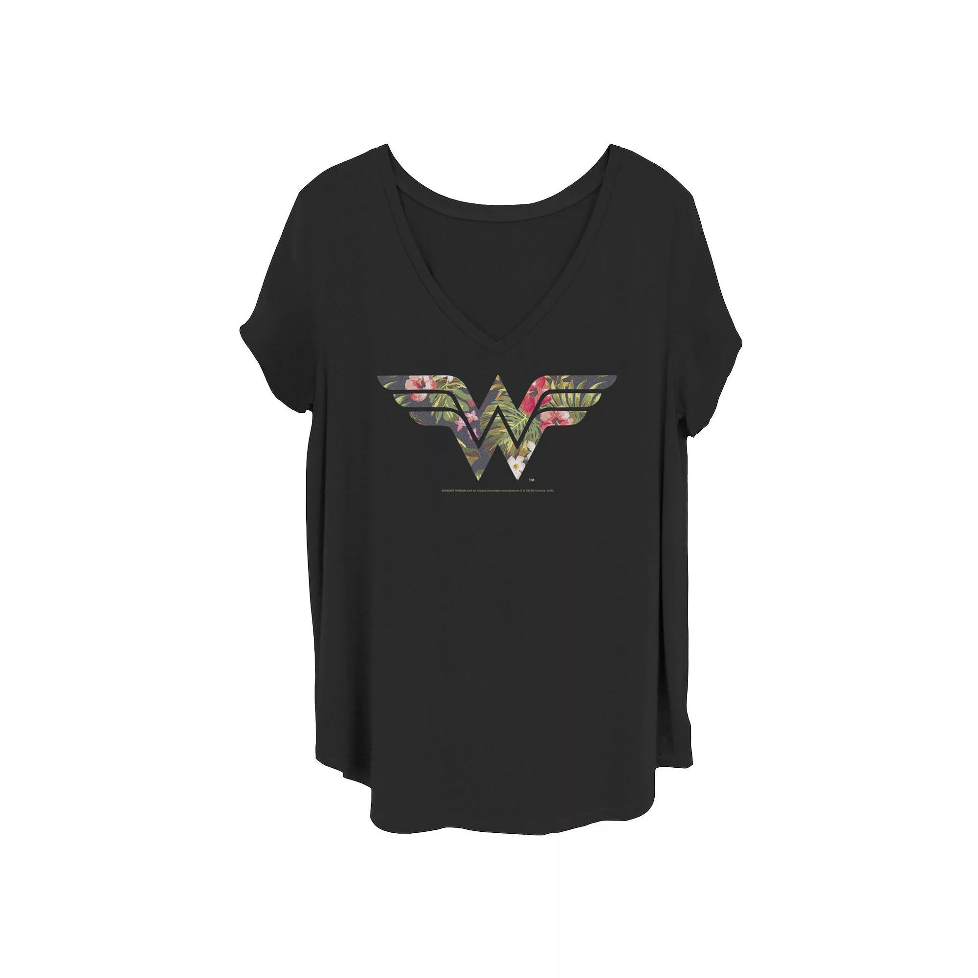 Juniors Plus Size DC Comics Wonder Woman Tropical Logo Tee, Girls Product Image