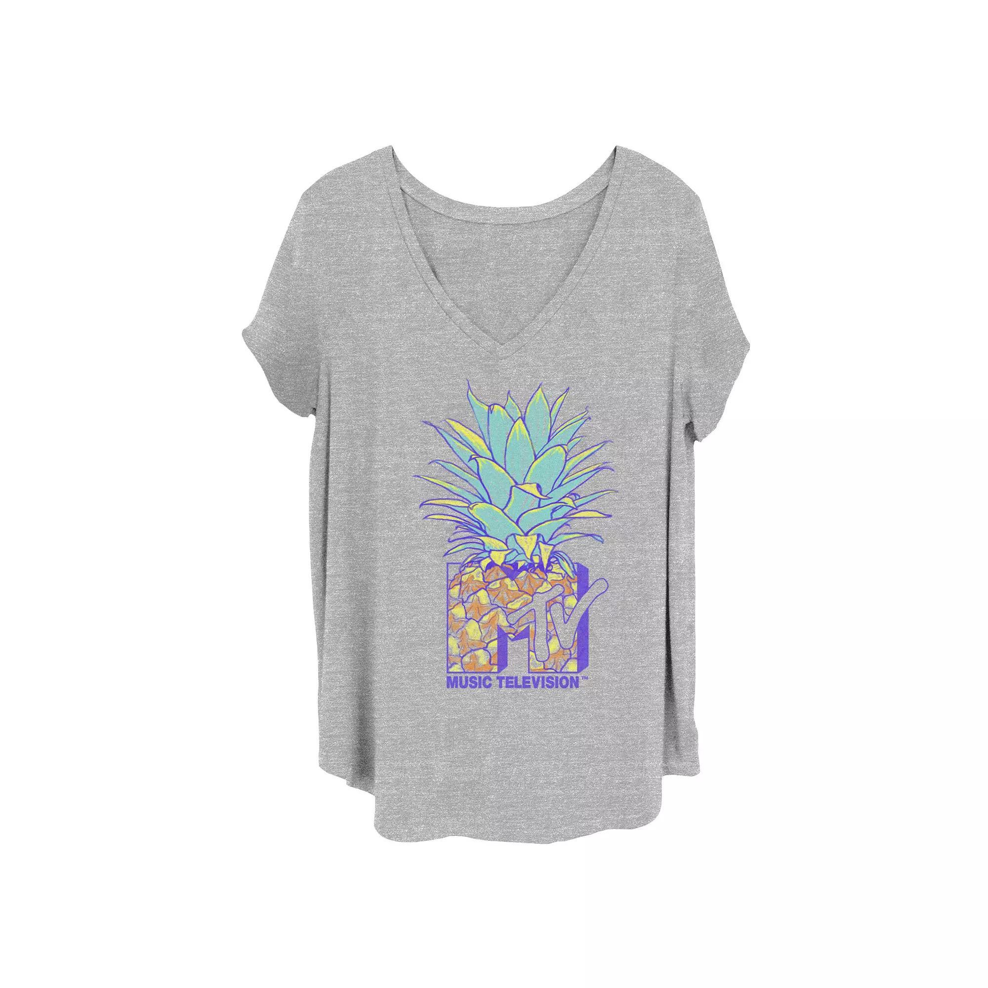Juniors Plus Size MTV Music Television Pineapple Tee, Girls Grey Gray Product Image