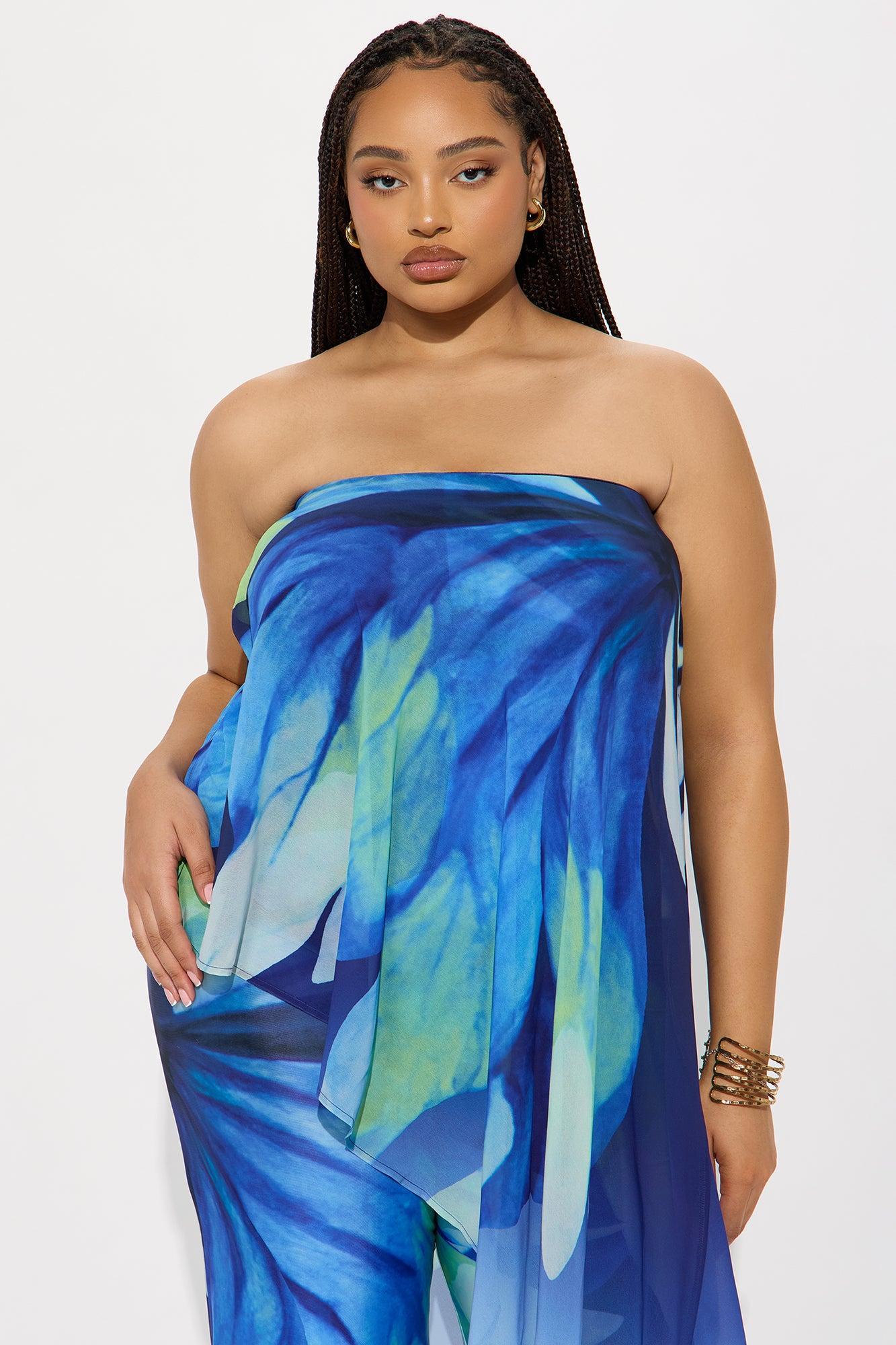 Danielle Flowy Floral Jumpsuit - Blue Product Image