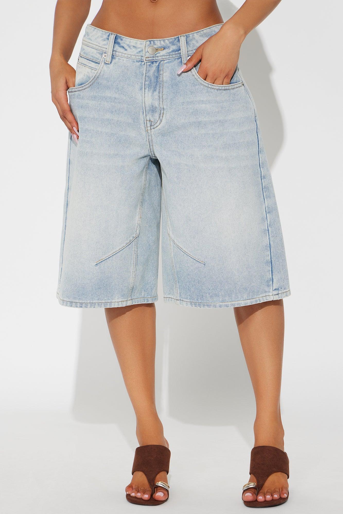 Leonie Non Stretch Denim Jorts - Light Wash Product Image