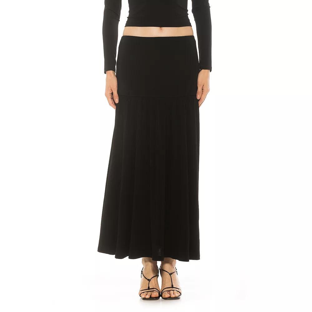 Women's ALEXIA ADMOR Lia Shirred Maxi Skirt, Size: Large, Black Product Image