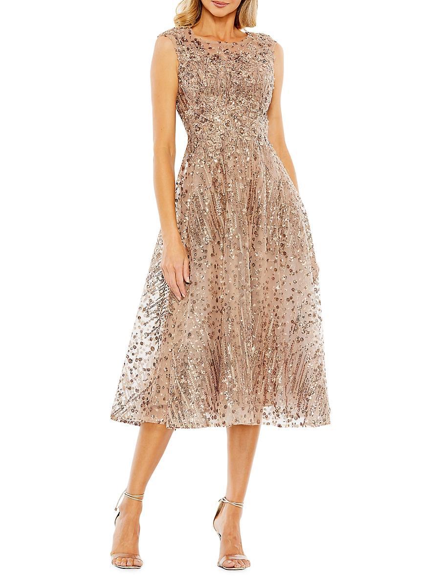 Womens Sequined Cap-Sleeve Cocktail Dress Product Image
