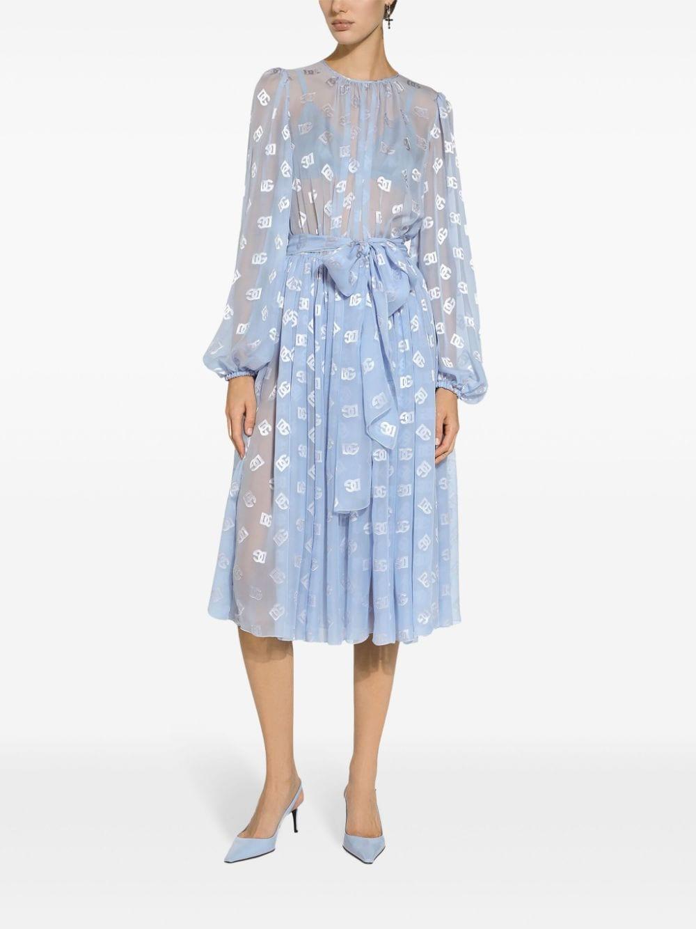 monogram-jacquard chiffon midi dress Product Image