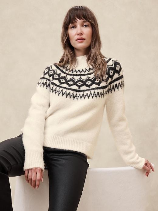 Fuzzy Mock-Neck Sweater Product Image
