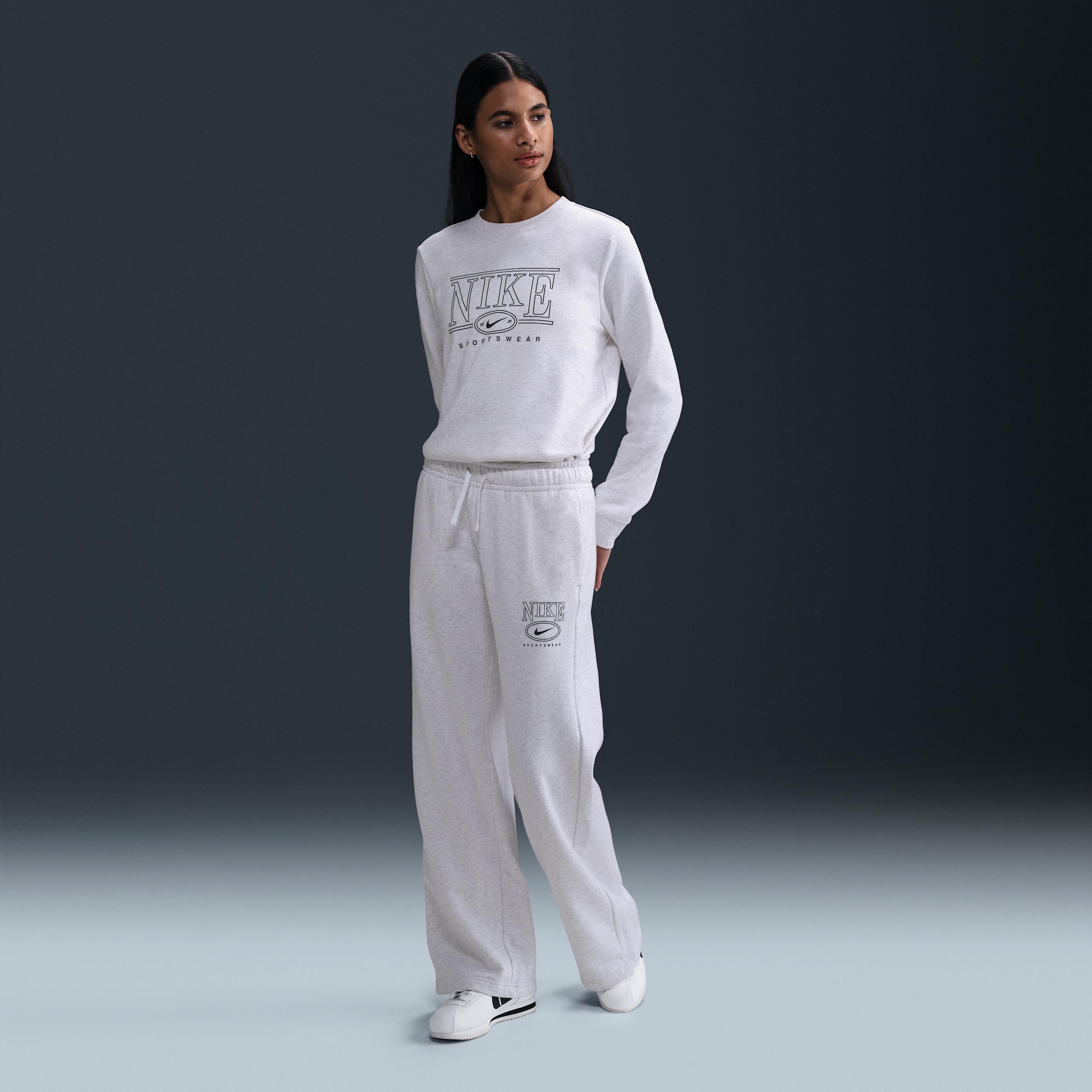 Women's Nike Sportswear Club Fleece Mid-Rise Wide-Leg Graphic Pants Product Image